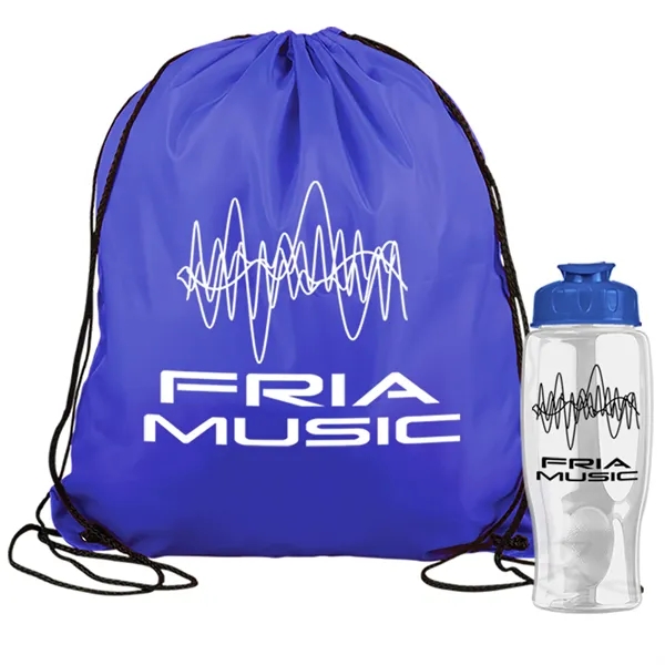 Drawstring backpack in a bottle combo kit.... from ASI 40480 Koozie Group