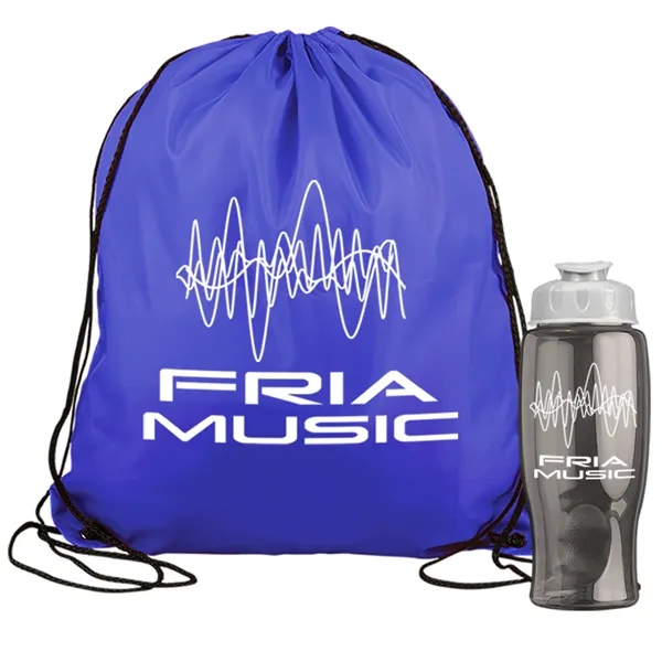 Drawstring backpack in a bottle combo kit.... from ASI 40480 Koozie Group