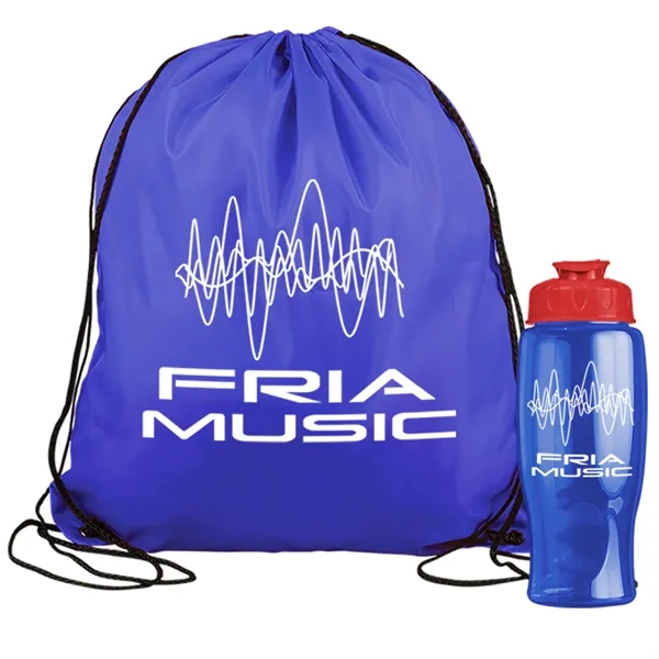 Drawstring backpack in a bottle combo kit.... from ASI 40480 Koozie Group