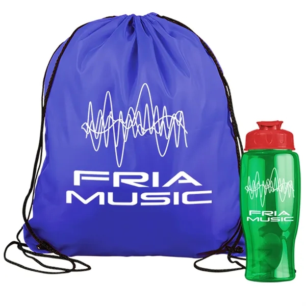 Drawstring backpack in a bottle combo kit.... from ASI 40480 Koozie Group