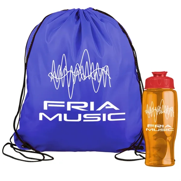 Drawstring backpack in a bottle combo kit.... from ASI 40480 Koozie Group