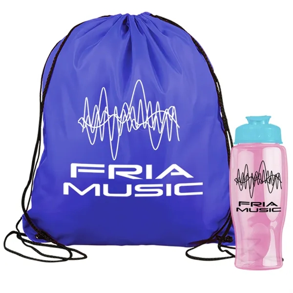 Drawstring backpack in a bottle combo kit.... from ASI 40480 Koozie Group