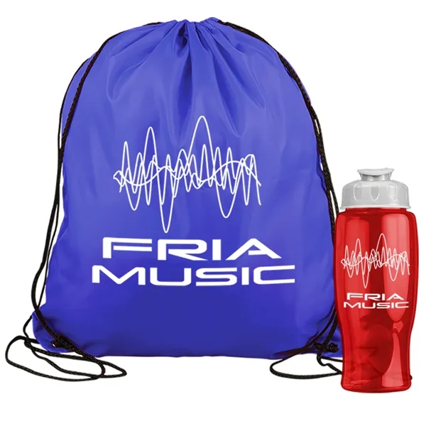 Drawstring backpack in a bottle combo kit.... from ASI 40480 Koozie Group