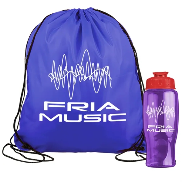 Drawstring backpack in a bottle combo kit.... from ASI 40480 Koozie Group