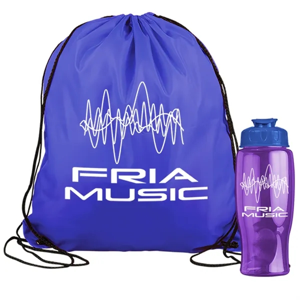 Drawstring backpack in a bottle combo kit.... from ASI 40480 Koozie Group