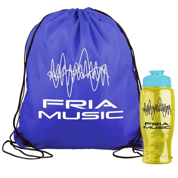 Drawstring backpack in a bottle combo kit.... from ASI 40480 Koozie Group