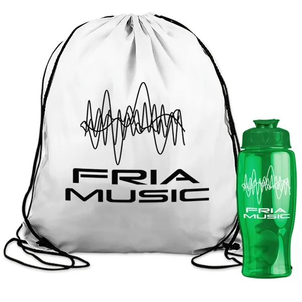 Drawstring backpack in a bottle combo kit.... from ASI 40480 Koozie Group