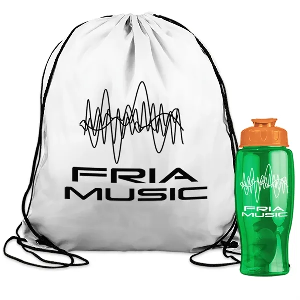 Drawstring backpack in a bottle combo kit.... from ASI 40480 Koozie Group