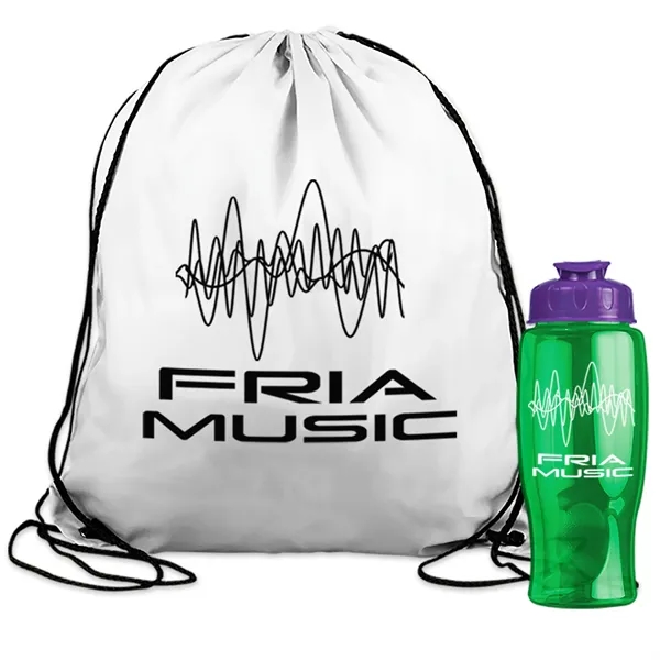 Drawstring backpack in a bottle combo kit.... from ASI 40480 Koozie Group