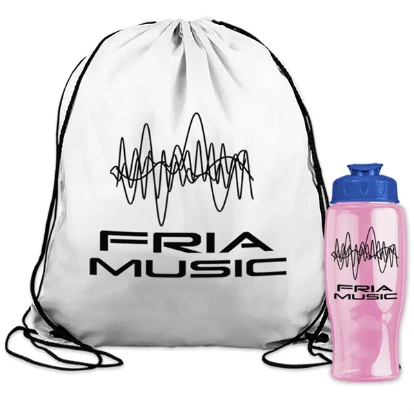 Drawstring backpack in a bottle combo kit.... from ASI 40480 Koozie Group