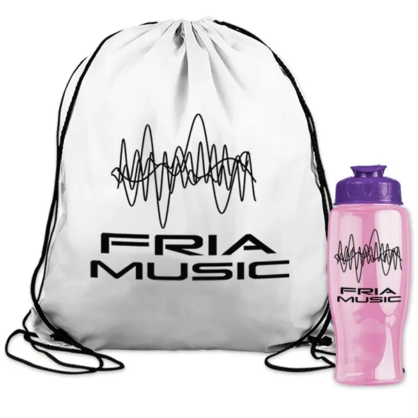 Drawstring backpack in a bottle combo kit.... from ASI 40480 Koozie Group