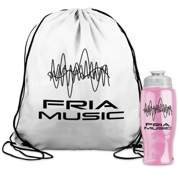 Drawstring backpack in a bottle combo kit.... from ASI 40480 Koozie Group
