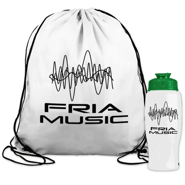 Drawstring backpack in a bottle combo kit.... from ASI 40480 Koozie Group