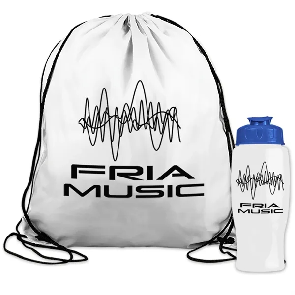 Drawstring backpack in a bottle combo kit.... from ASI 40480 Koozie Group