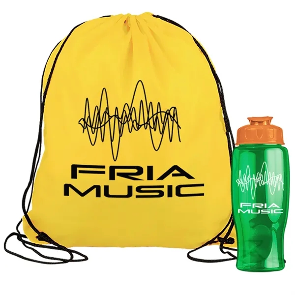 Drawstring backpack in a bottle combo kit.... from ASI 40480 Koozie Group