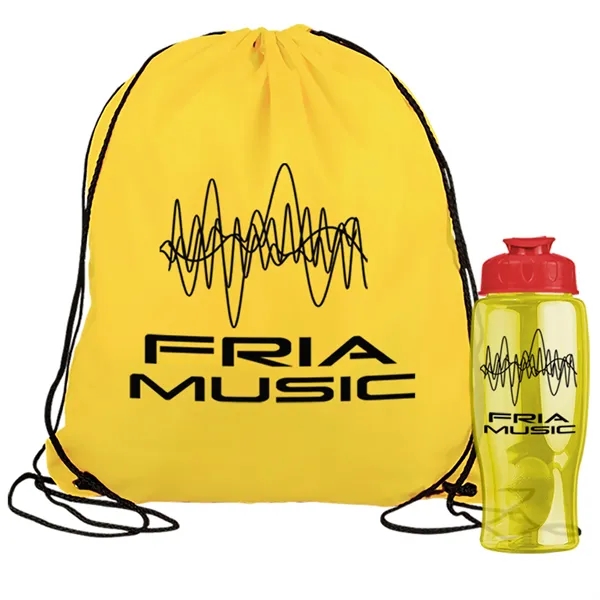 Drawstring backpack in a bottle combo kit.... from ASI 40480 Koozie Group