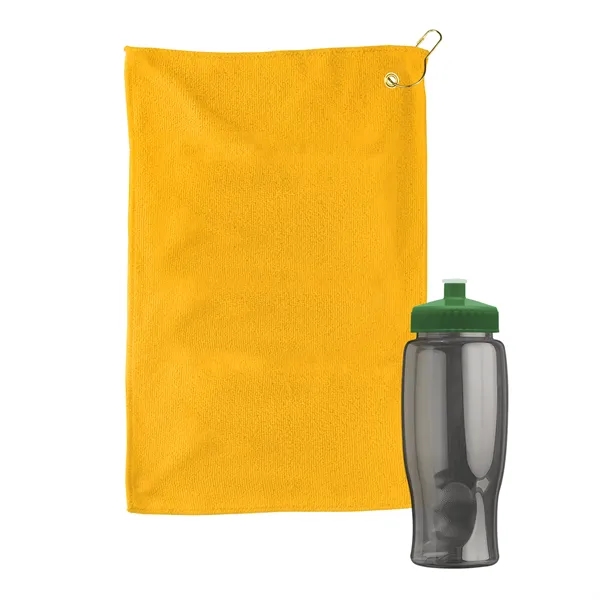 27 oz. Poly-pure transparent bottle with microfiber golf towel. Towel is... from ASI 40480 Koozie Group