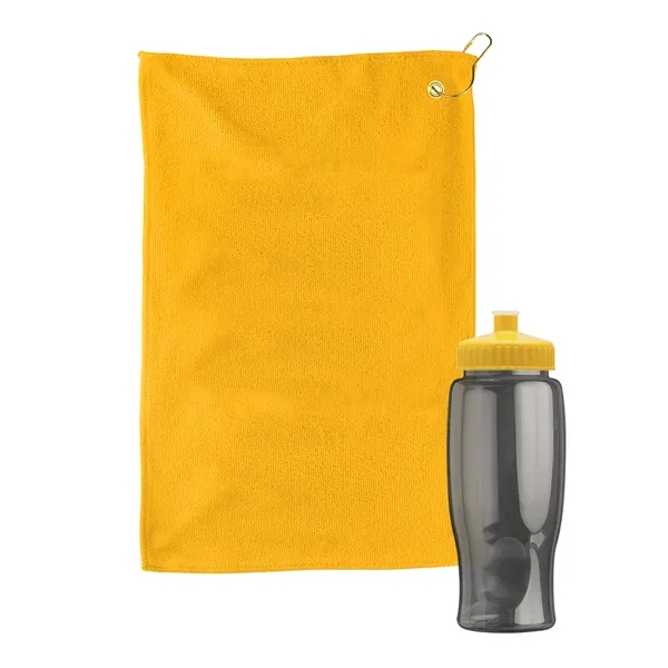 27 oz. Poly-pure transparent bottle with microfiber golf towel. Towel is... from ASI 40480 Koozie Group