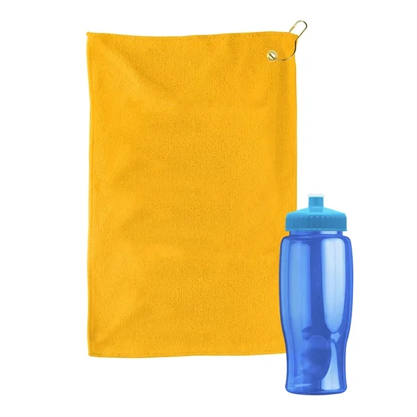 27 oz. Poly-pure transparent bottle with microfiber golf towel. Towel is... from ASI 40480 Koozie Group
