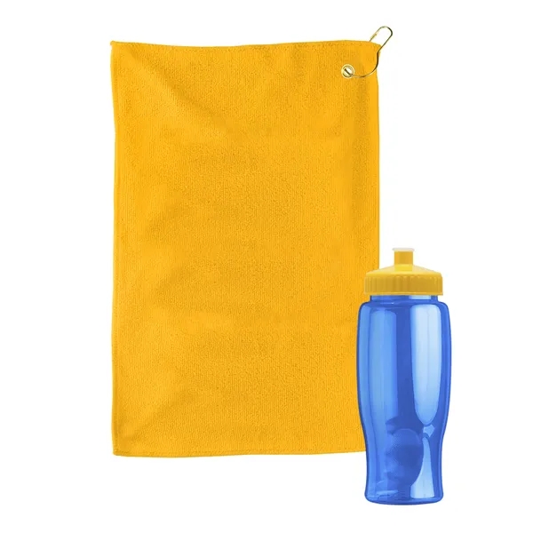 27 oz. Poly-pure transparent bottle with microfiber golf towel. Towel is... from ASI 40480 Koozie Group
