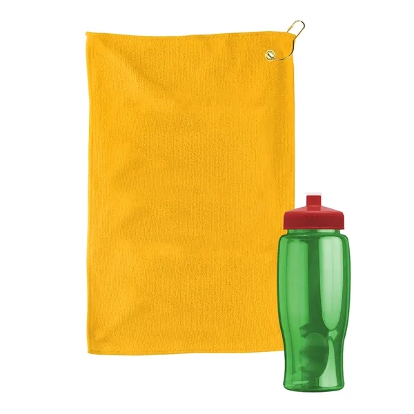27 oz. Poly-pure transparent bottle with microfiber golf towel. Towel is... from ASI 40480 Koozie Group