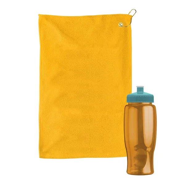 27 oz. Poly-pure transparent bottle with microfiber golf towel. Towel is... from ASI 40480 Koozie Group