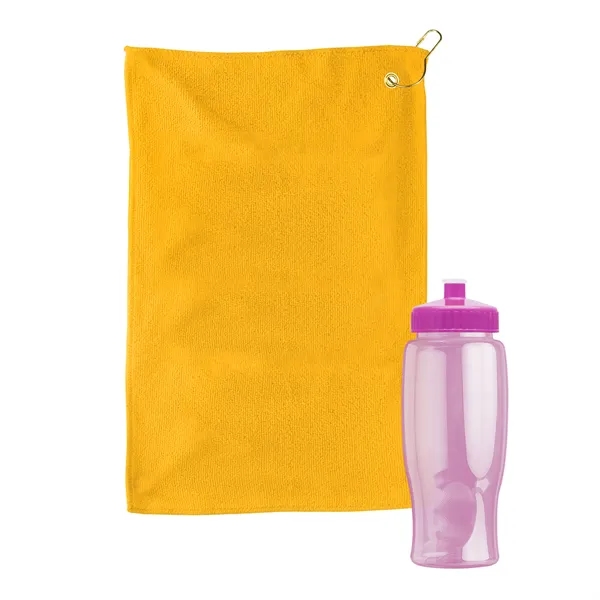 27 oz. Poly-pure transparent bottle with microfiber golf towel. Towel is... from ASI 40480 Koozie Group
