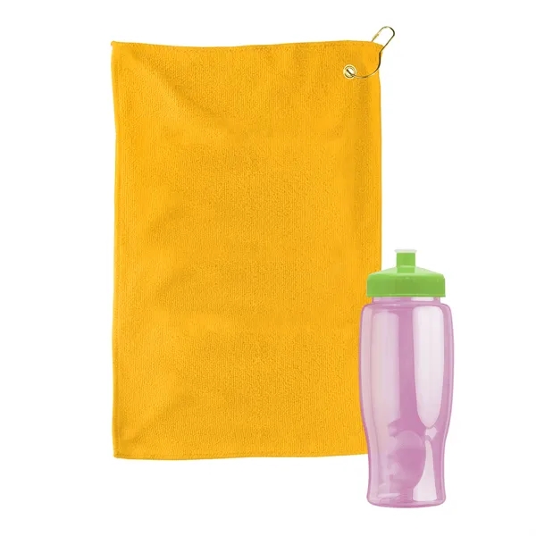 27 oz. Poly-pure transparent bottle with microfiber golf towel. Towel is... from ASI 40480 Koozie Group