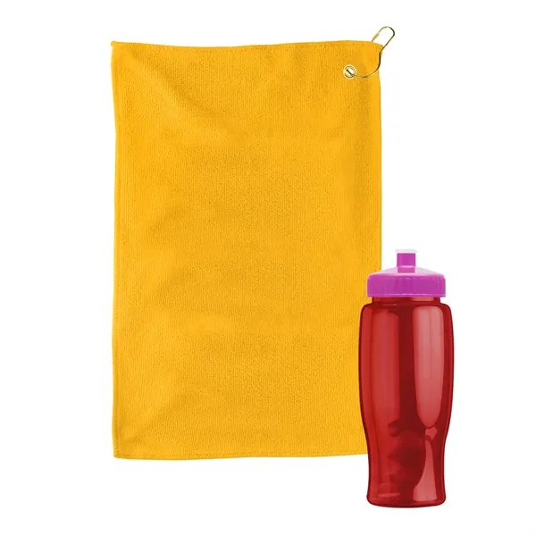 27 oz. Poly-pure transparent bottle with microfiber golf towel. Towel is... from ASI 40480 Koozie Group