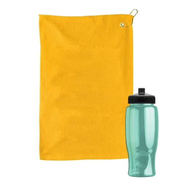 27 oz. Poly-pure transparent bottle with microfiber golf towel. Towel is... from ASI 40480 Koozie Group