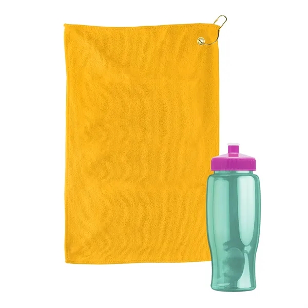 27 oz. Poly-pure transparent bottle with microfiber golf towel. Towel is... from ASI 40480 Koozie Group