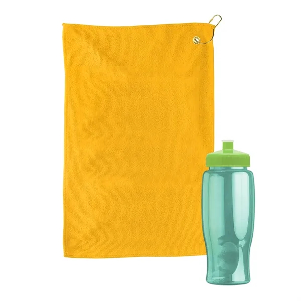 27 oz. Poly-pure transparent bottle with microfiber golf towel. Towel is... from ASI 40480 Koozie Group