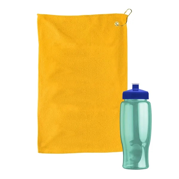 27 oz. Poly-pure transparent bottle with microfiber golf towel. Towel is... from ASI 40480 Koozie Group