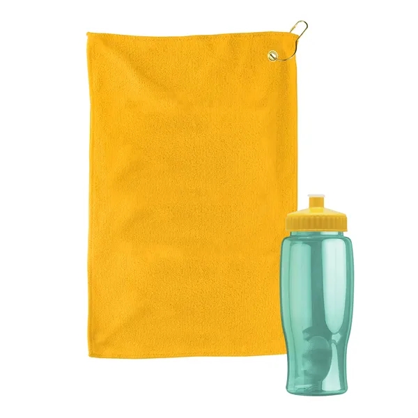27 oz. Poly-pure transparent bottle with microfiber golf towel. Towel is... from ASI 40480 Koozie Group