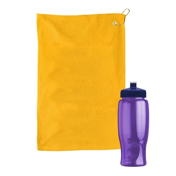 27 oz. Poly-pure transparent bottle with microfiber golf towel. Towel is... from ASI 40480 Koozie Group