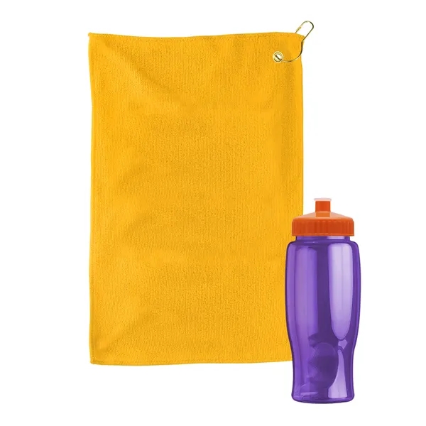 27 oz. Poly-pure transparent bottle with microfiber golf towel. Towel is... from ASI 40480 Koozie Group