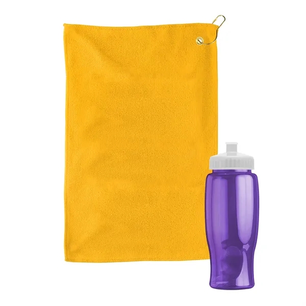 27 oz. Poly-pure transparent bottle with microfiber golf towel. Towel is... from ASI 40480 Koozie Group