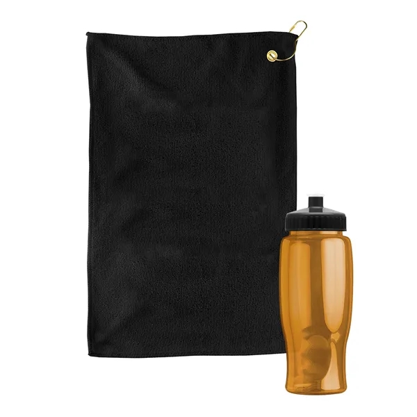 27 oz. Poly-pure transparent bottle with microfiber golf towel. Towel is... from ASI 40480 Koozie Group
