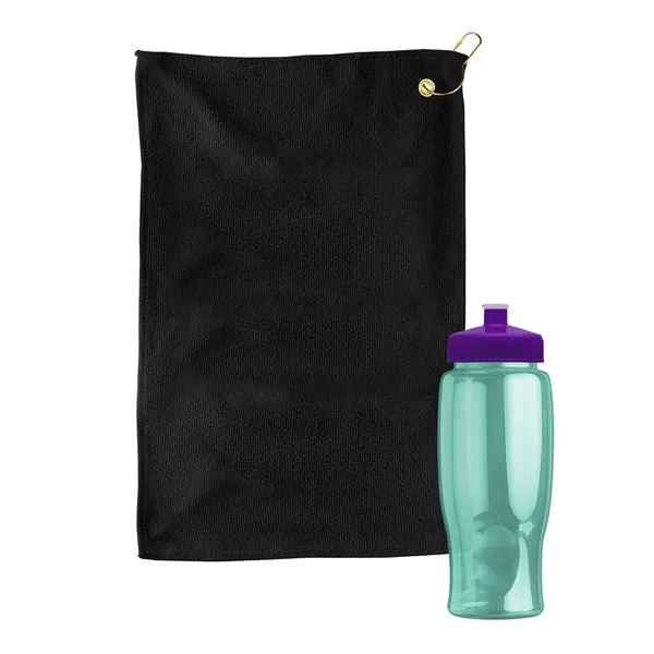27 oz. Poly-pure transparent bottle with microfiber golf towel. Towel is... from ASI 40480 Koozie Group