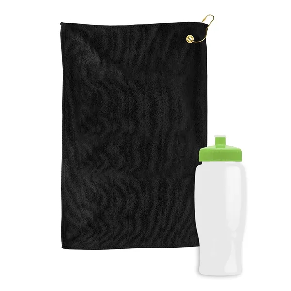 27 oz. Poly-pure transparent bottle with microfiber golf towel. Towel is... from ASI 40480 Koozie Group