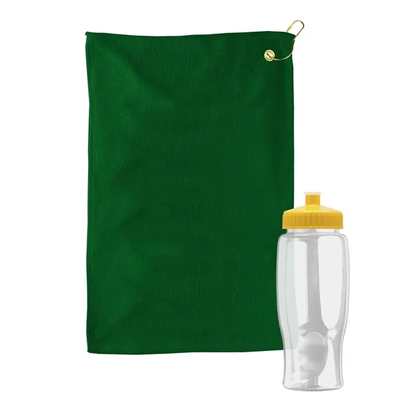 27 oz. Poly-pure transparent bottle with microfiber golf towel. Towel is... from ASI 40480 Koozie Group