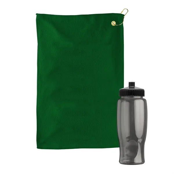 27 oz. Poly-pure transparent bottle with microfiber golf towel. Towel is... from ASI 40480 Koozie Group