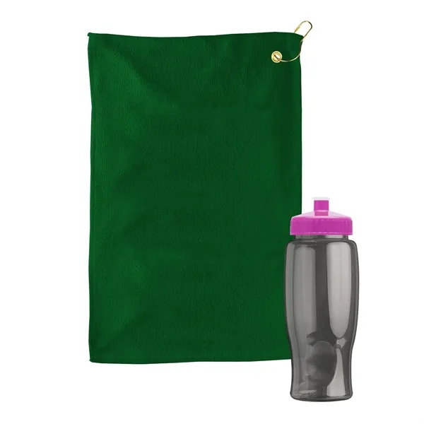 27 oz. Poly-pure transparent bottle with microfiber golf towel. Towel is... from ASI 40480 Koozie Group