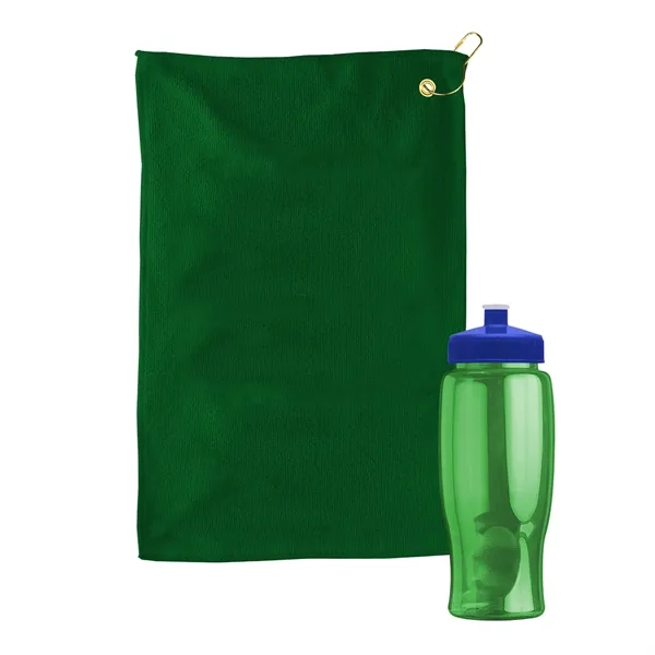 27 oz. Poly-pure transparent bottle with microfiber golf towel. Towel is... from ASI 40480 Koozie Group