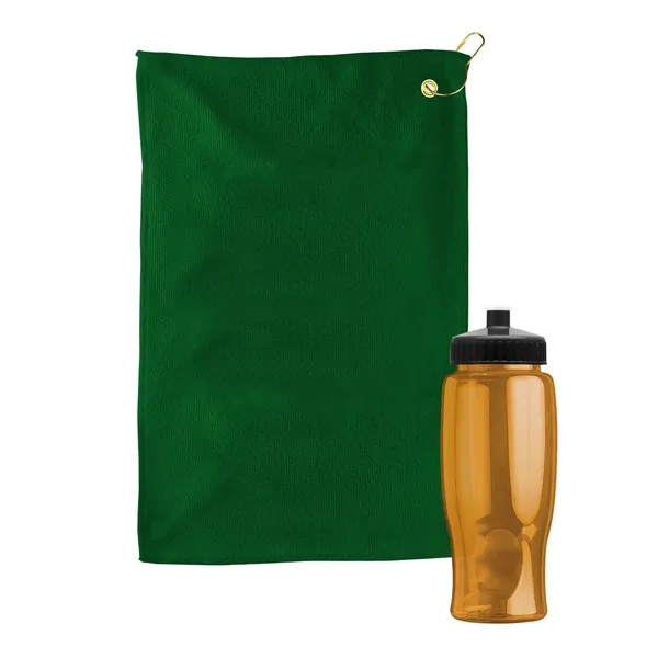 27 oz. Poly-pure transparent bottle with microfiber golf towel. Towel is... from ASI 40480 Koozie Group