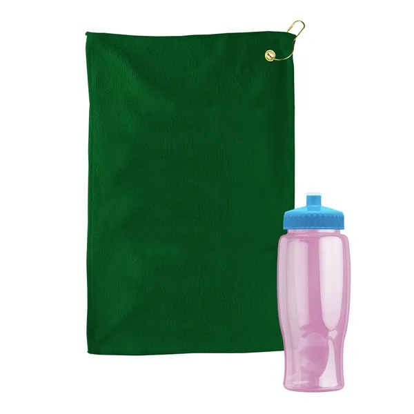 27 oz. Poly-pure transparent bottle with microfiber golf towel. Towel is... from ASI 40480 Koozie Group
