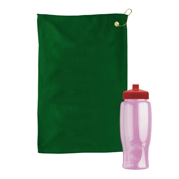 27 oz. Poly-pure transparent bottle with microfiber golf towel. Towel is... from ASI 40480 Koozie Group