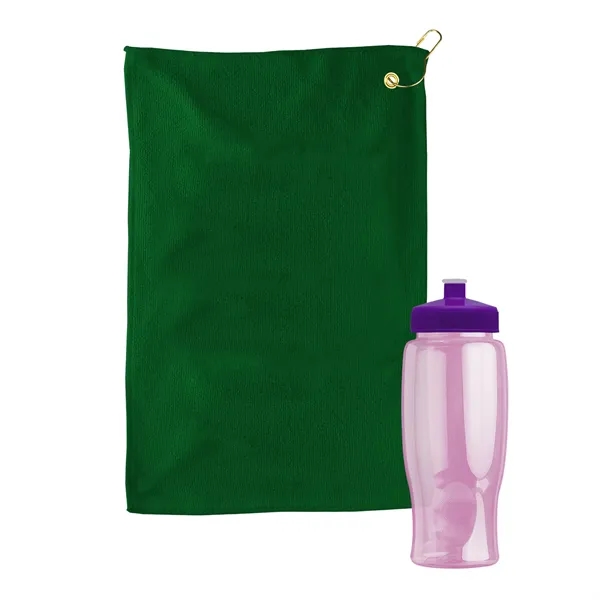 27 oz. Poly-pure transparent bottle with microfiber golf towel. Towel is... from ASI 40480 Koozie Group