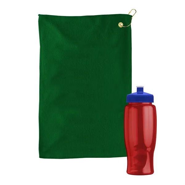 27 oz. Poly-pure transparent bottle with microfiber golf towel. Towel is... from ASI 40480 Koozie Group