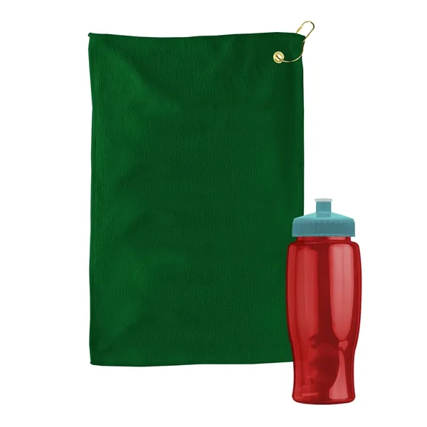 27 oz. Poly-pure transparent bottle with microfiber golf towel. Towel is... from ASI 40480 Koozie Group